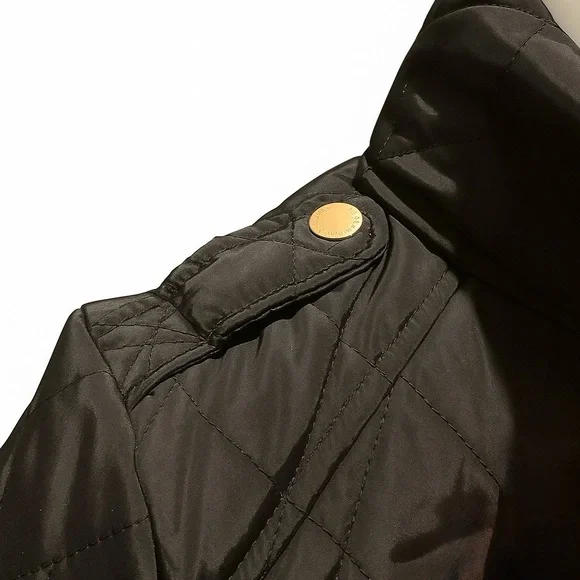MICHAEL Michael Kors Black Quilted Belted Jacket | Gold Hardware | Size S (NWOT) - Picture 10 of 12